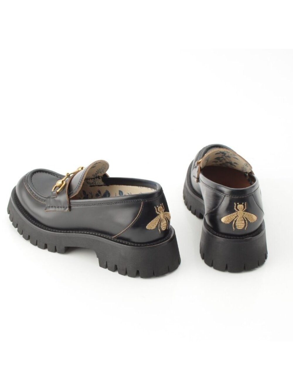 Gucci Leather Horsebit Bi Embroidery Loafers Shoes Black - Picture 4 of 10